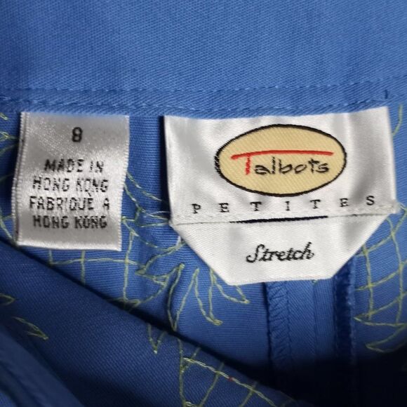Talbots Stretch Blue/Lime Pineapple/Floral Detail Capris Women's Size 8 Petite - Picture 8 of 8